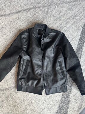 Men's Black Leather F Collection Jacket - Classic Leather Style